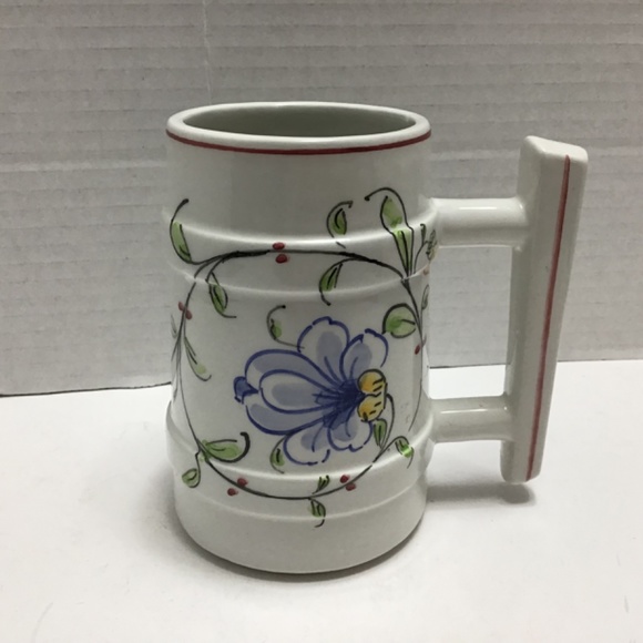 Vintage Anfora Agueda Floral mug, Hand painted coffee tea mug made in Portugal - Picture 5 of 7